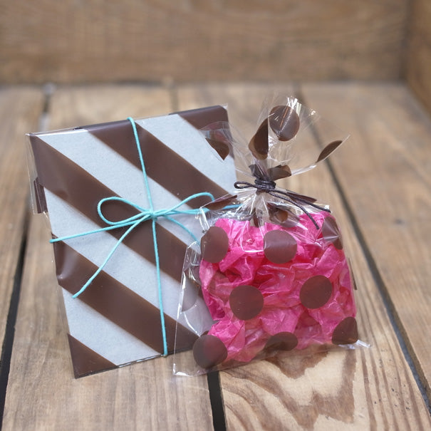 水縞クリアバッグ ブラウン 縞々