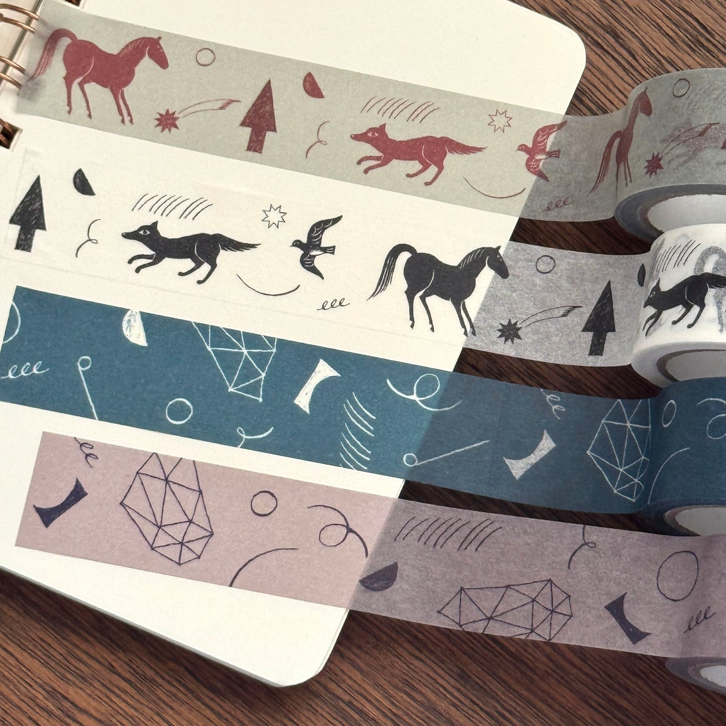 西淑×水縞 マスキングテープ 夜のあいだ かたち ベージュ