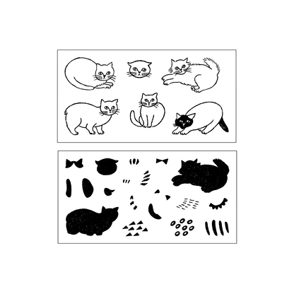 Matsuo Miyuki x mizushima JIZAI Clear Stamp BOX Coloring set Cats