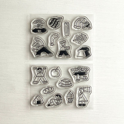 Tadashi Nishiwaki × mizushima JIZAI Clear Stamp Motif set People and Food