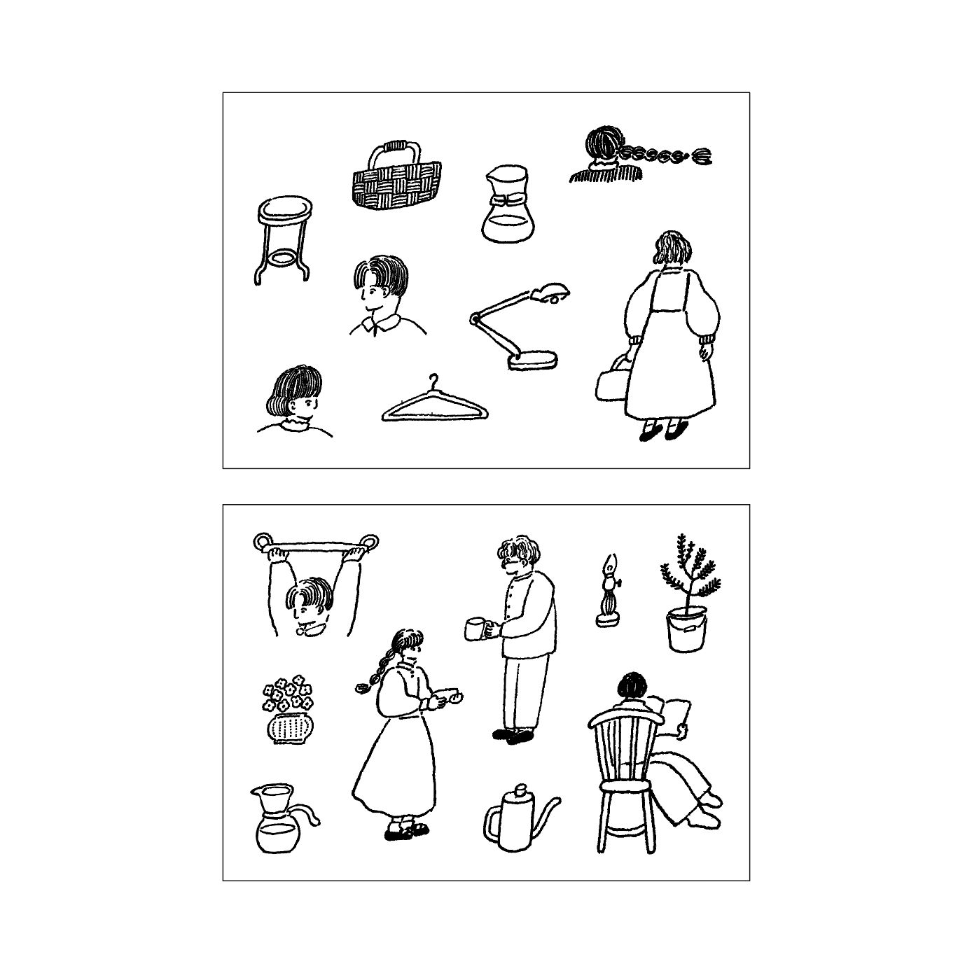 トビマツショウイチロウ×水縞 自在ハンコ ボックス 図案セット 暮らしの絵柄