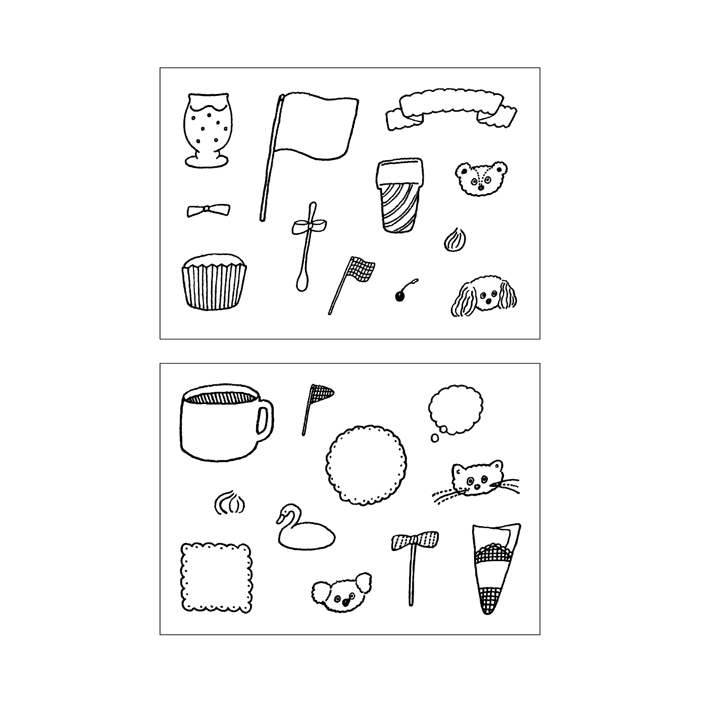 Tobimatsu Shoichiro × mizushima JIZAI Clear Stamp BOX Motif set Topping Animals