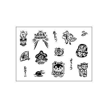 Inunco × mizushima JIZAI Clear Stamp POCKET OMEDETAI