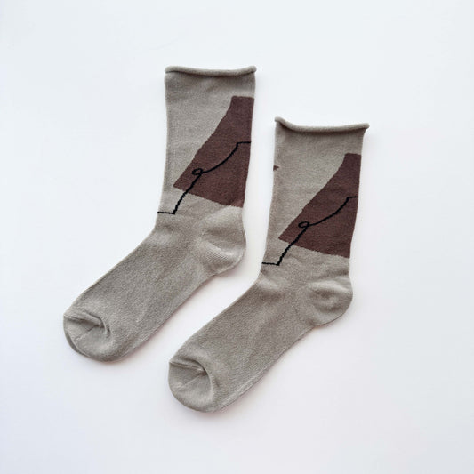 salvia × 水縞 ふんわりくつした らくがき グレー