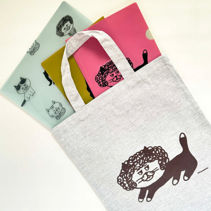 Shibata Keiko × mizushima Eco Bag Cats and Wigs Perm