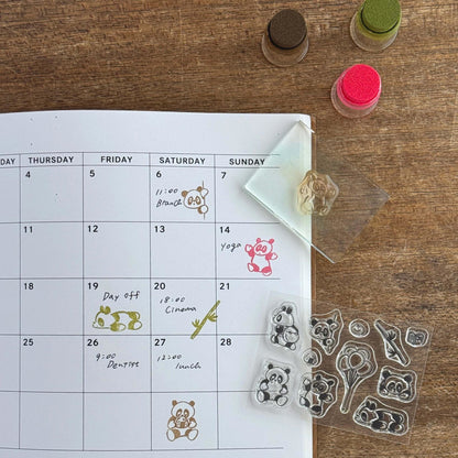 Chanky Matsumoto × mizushima JIZAI Clear Stamp LOG Techo Moriage-tai Panda Diary