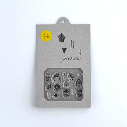 Inunco × mizushima JIZAI Clear Stamp POCKET OMEDETAI
