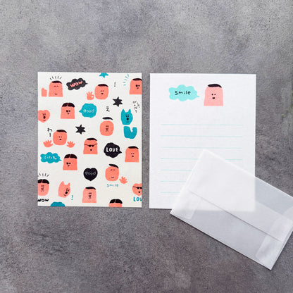 iwahanko.× mizushima Small Letter Writing set Face