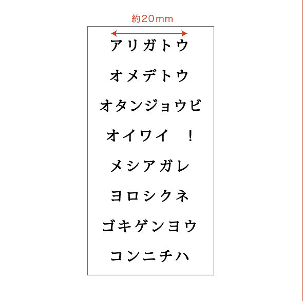 JIZAI Clear Stamp Message Sheet Katakana M Horizontal