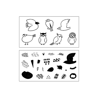Matsuo Miyuki x mizushima JIZAI Clear Stamp BOX Coloring set Birds