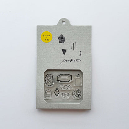 salvia × 水縞 自在ハンコ ポケット Happy For You