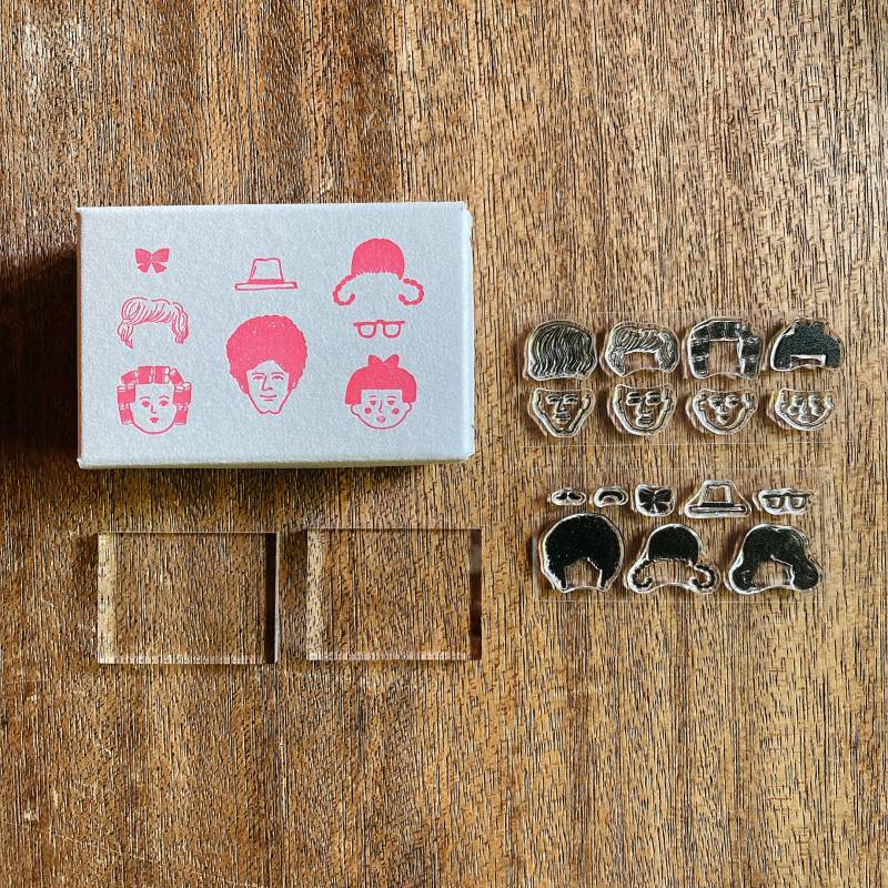 Shibata Keiko x mizushima JIZAI Clear Stamp BOX Motif set Barber
