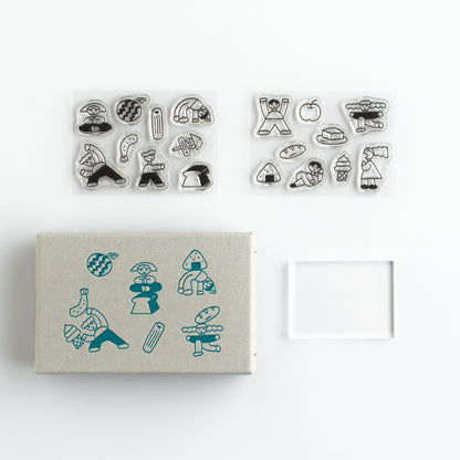 Tadashi Nishiwaki × mizushima JIZAI Clear Stamp Motif set People and Food