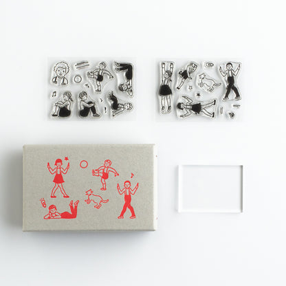 Masuko Eri x mizushima JIZAI Clear Stamp BOX Motif set Children