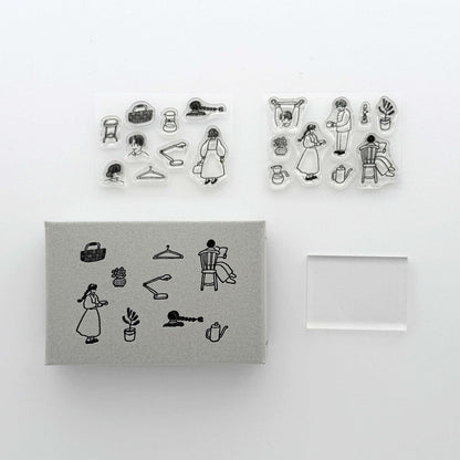 トビマツショウイチロウ×水縞 自在ハンコ ボックス 図案セット 暮らしの絵柄
