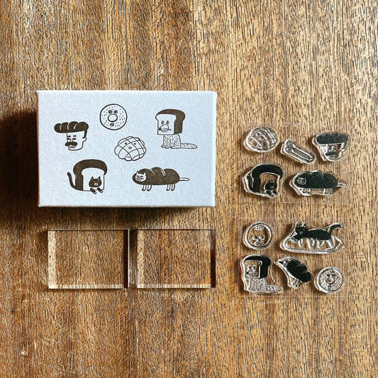 Shibata Keiko x mizushima JIZAI Clear Stamp BOX Motif set Bakery 
