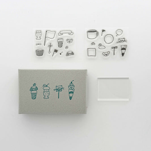 トビマツショウイチロウ×水縞 自在ハンコ ボックス 図案セット トッピングアニマル