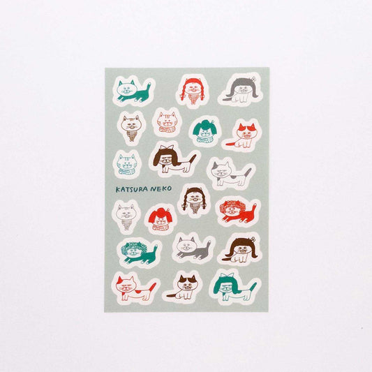 Shibata Keiko × mizushima Tracing Paper Sticker Cats and Wigs