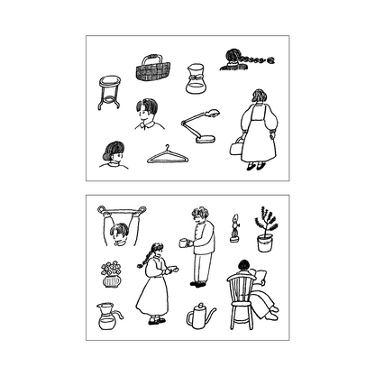 トビマツショウイチロウ×水縞 自在ハンコ ボックス 図案セット 暮らしの絵柄
