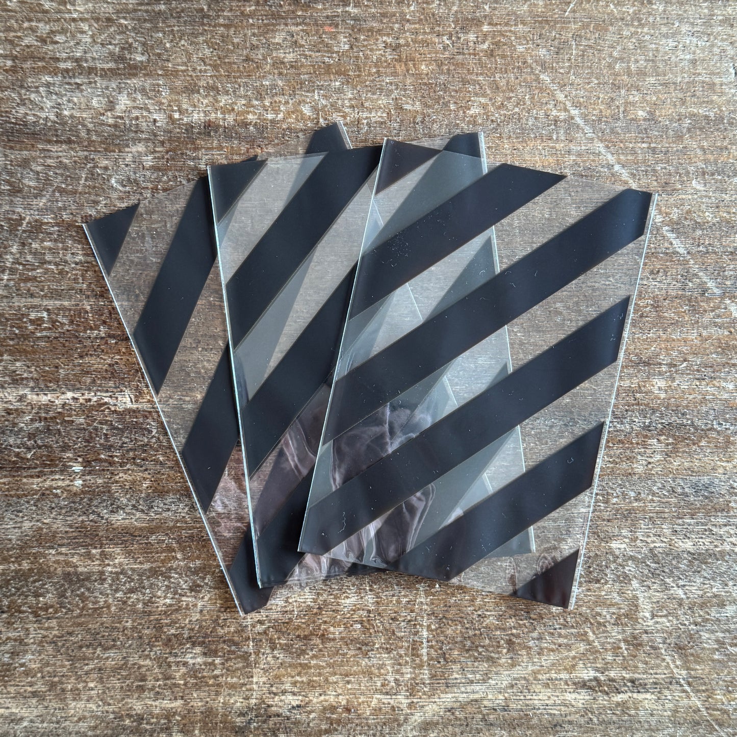 水縞クリアバッグ ブラウン 縞々