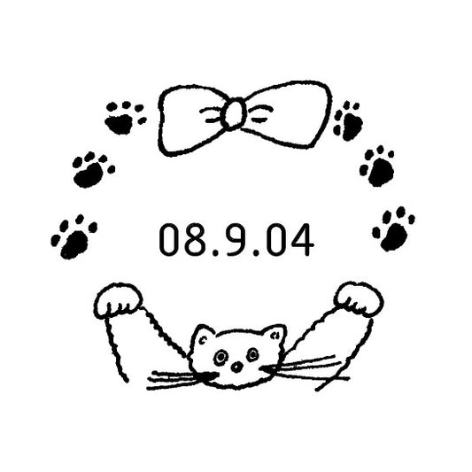 【紙博先行販売】トビマツショウイチロウ×水縞 飾り枠日付印 キャット