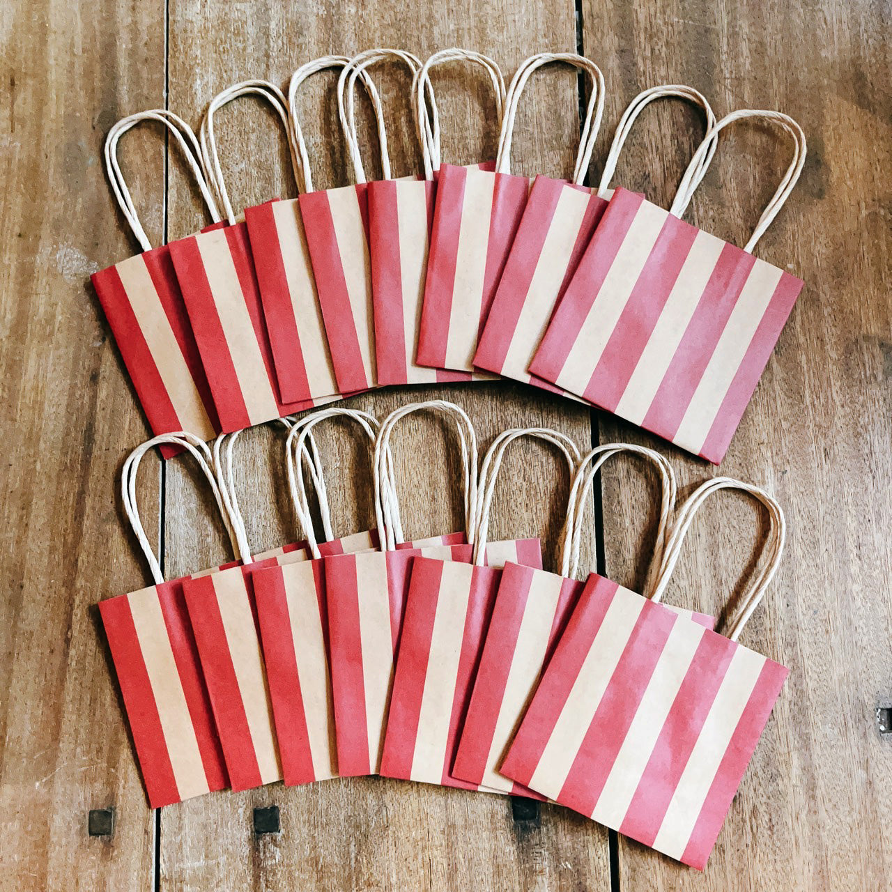 <SALE> Small Paper Bags Pink Strips