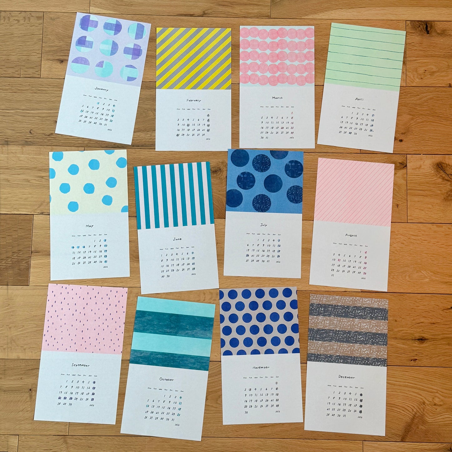 水縞模様カレンダー水玉縞々 2026