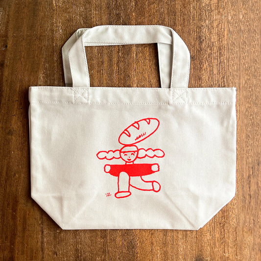 Tadashi Nishiwaki × mizushima Lunch Tote Bag People and Food Bread